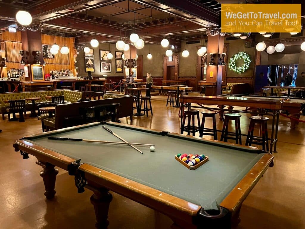 Billiard table in the Game Room restaurant at Chicago Athletic Association