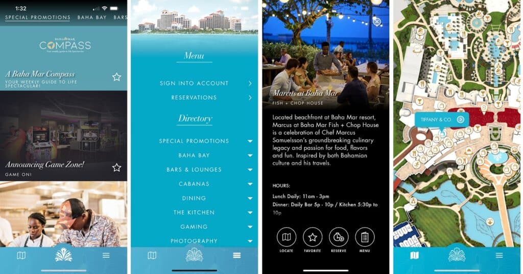 screenshots from the Baha Mar iphone app