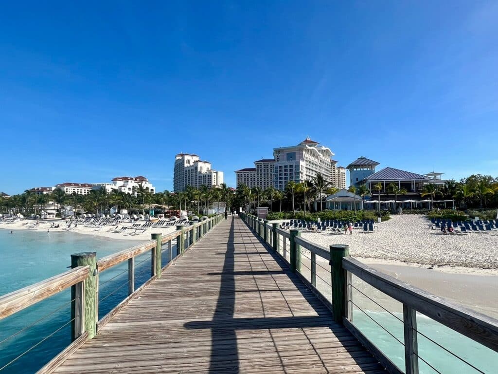 Cable Beach pier and Grand Hyatt towers in the distance