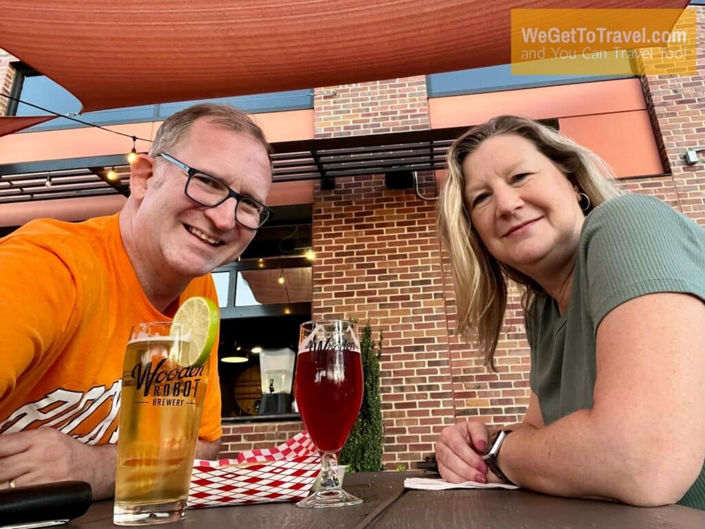 Ross and Sandra enjoying beer at Wooden Robot in Charlotte NoDa area