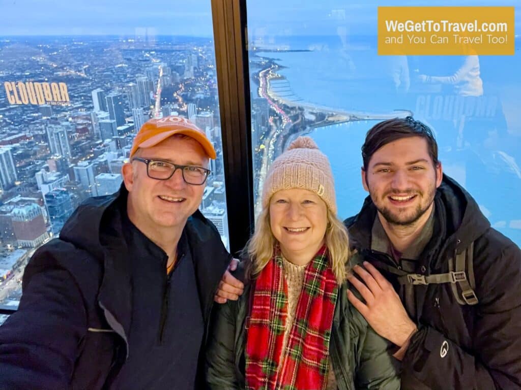 Ross, Sandra and Trent at 360 Chicago Observation Deck in the John Hancock Building