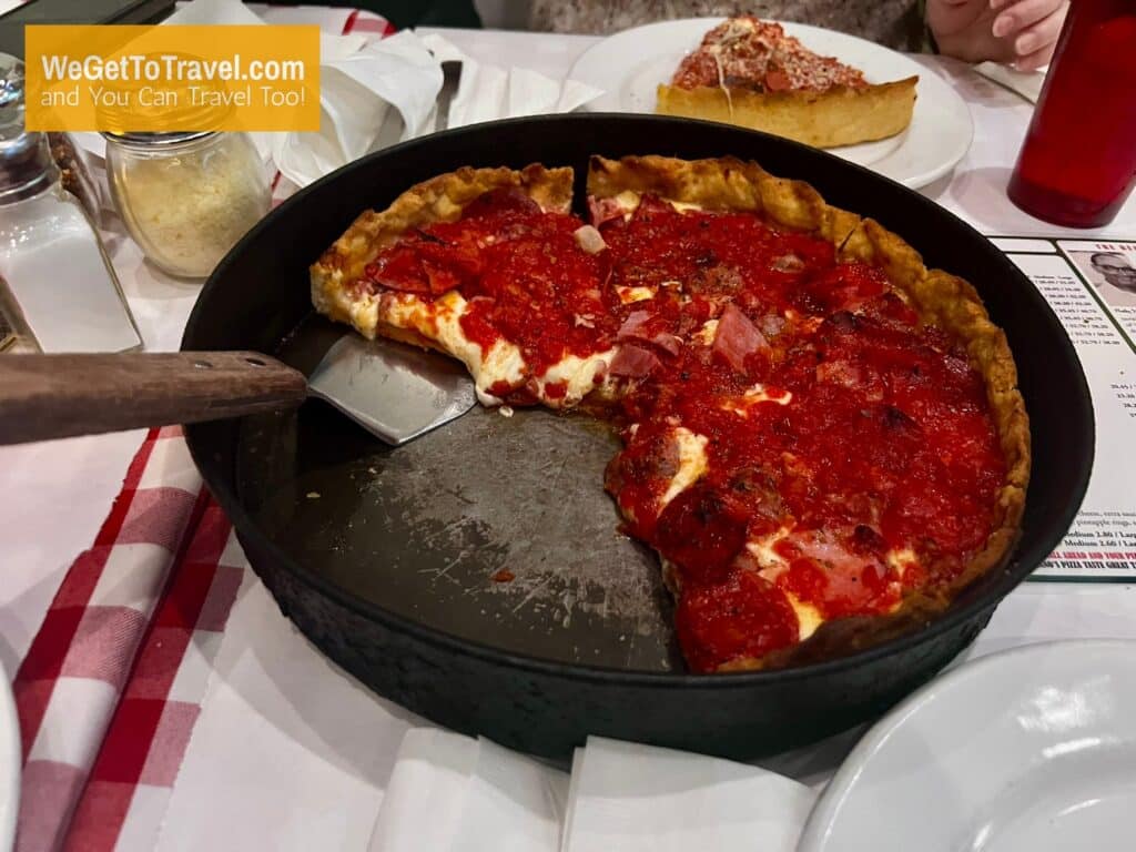 Chicago deep dish pizza at Pizano's