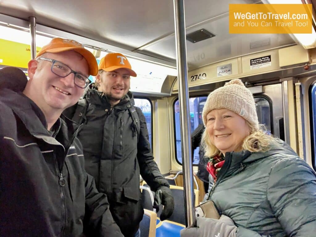 Ross, Trent and Sandra on the L train in Chicago