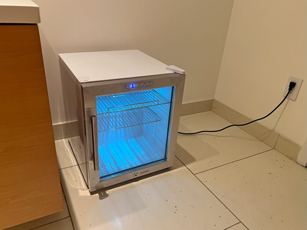 mini refrigerator in our Grand Hyatt Baha Mar suite.