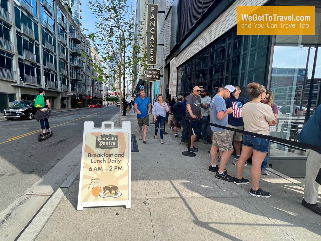 people standing in line for Pancake Pantry in downtown Nashville