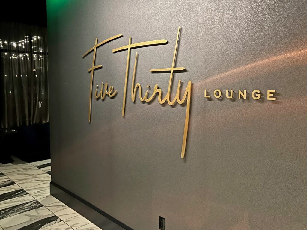 Sign at Five Thirty Lounge Entrance