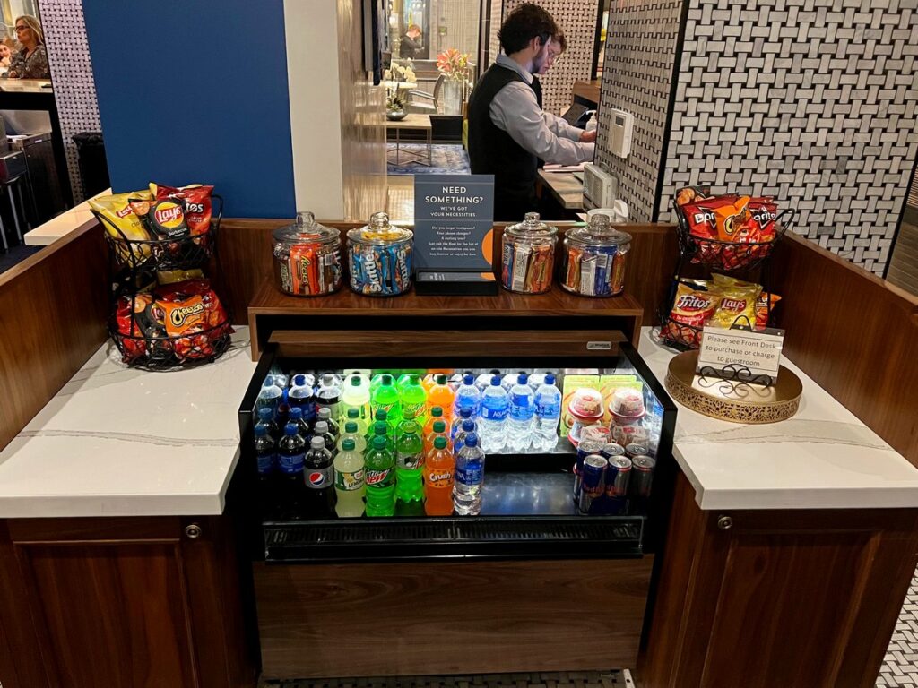 Hyatt Place Grab & Go market with drinks and snacks