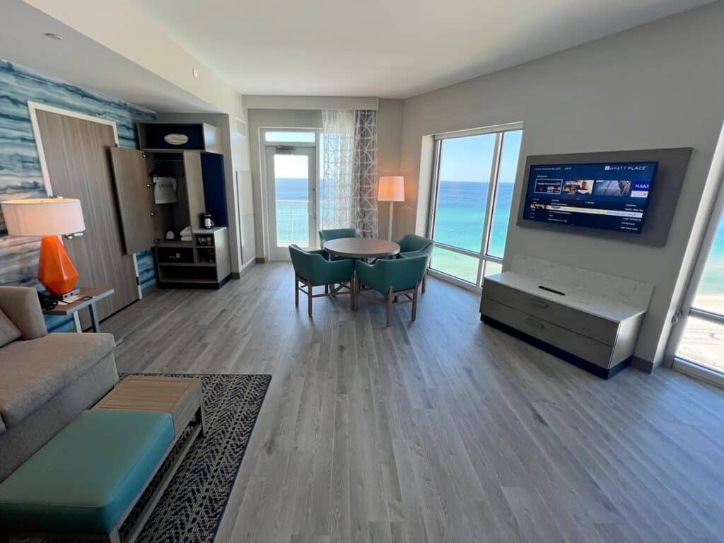 living room with beach view at Hyatt Place PCB