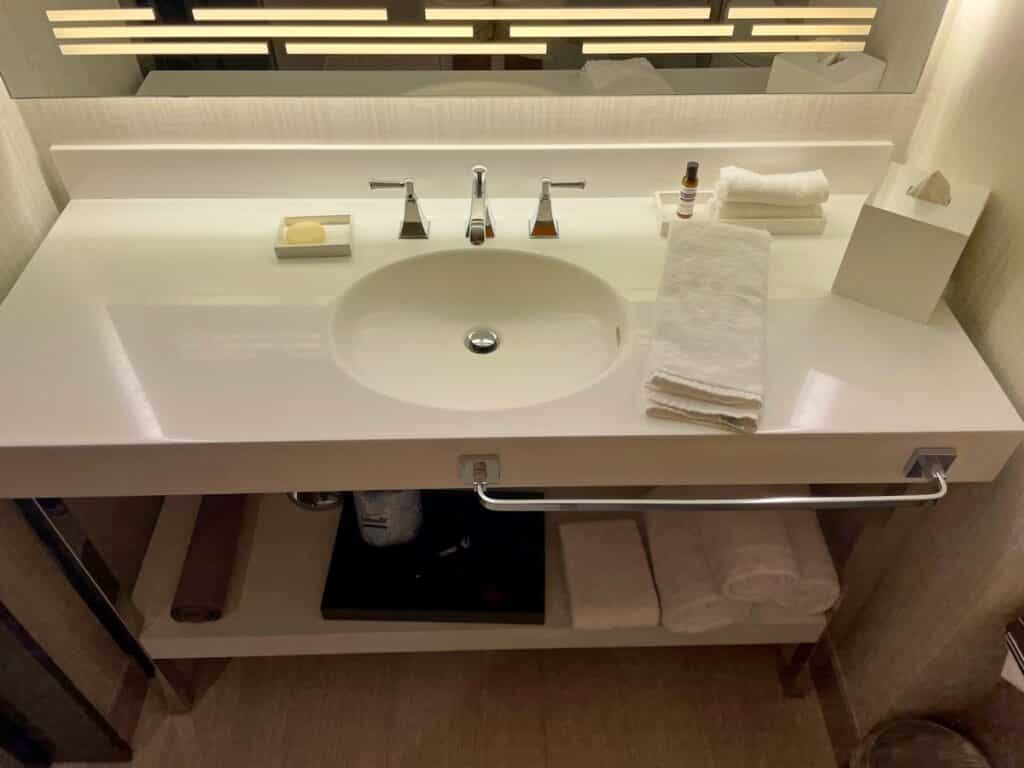 sink with white towels
