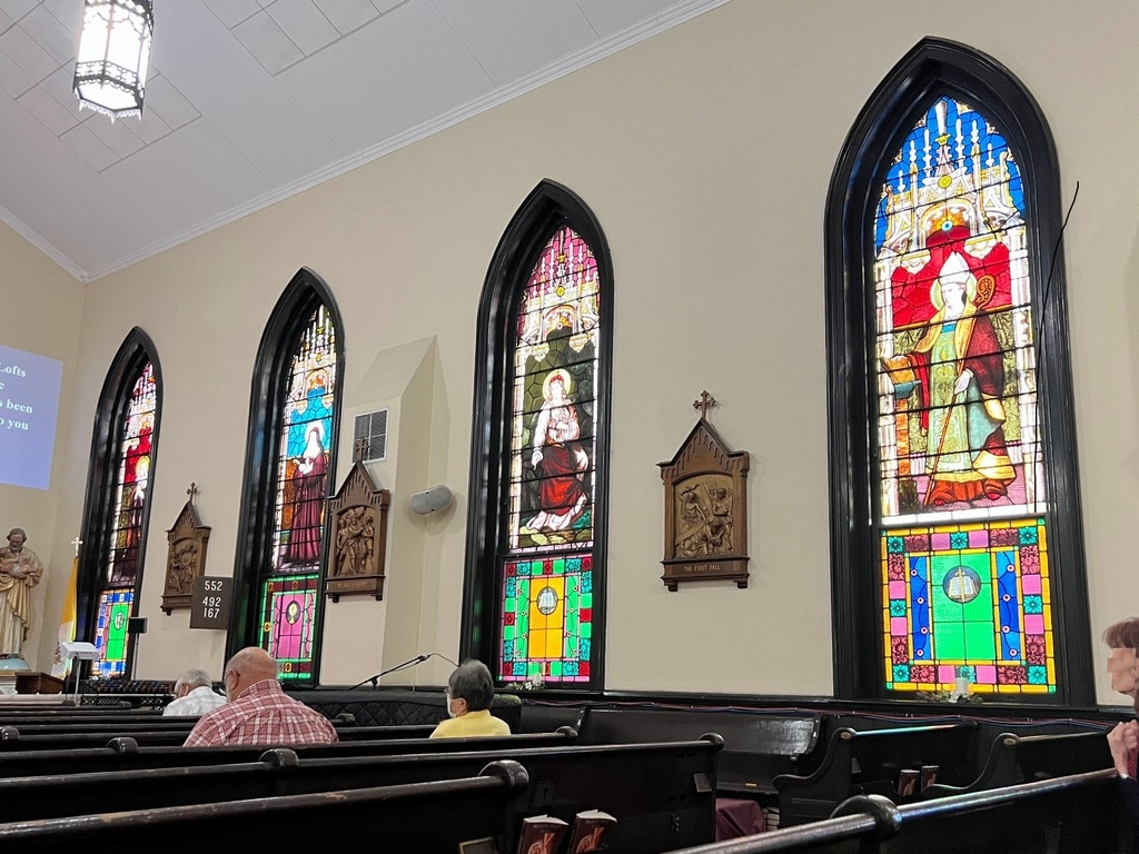stained glass windows in Immaculate Conception Catholic Church