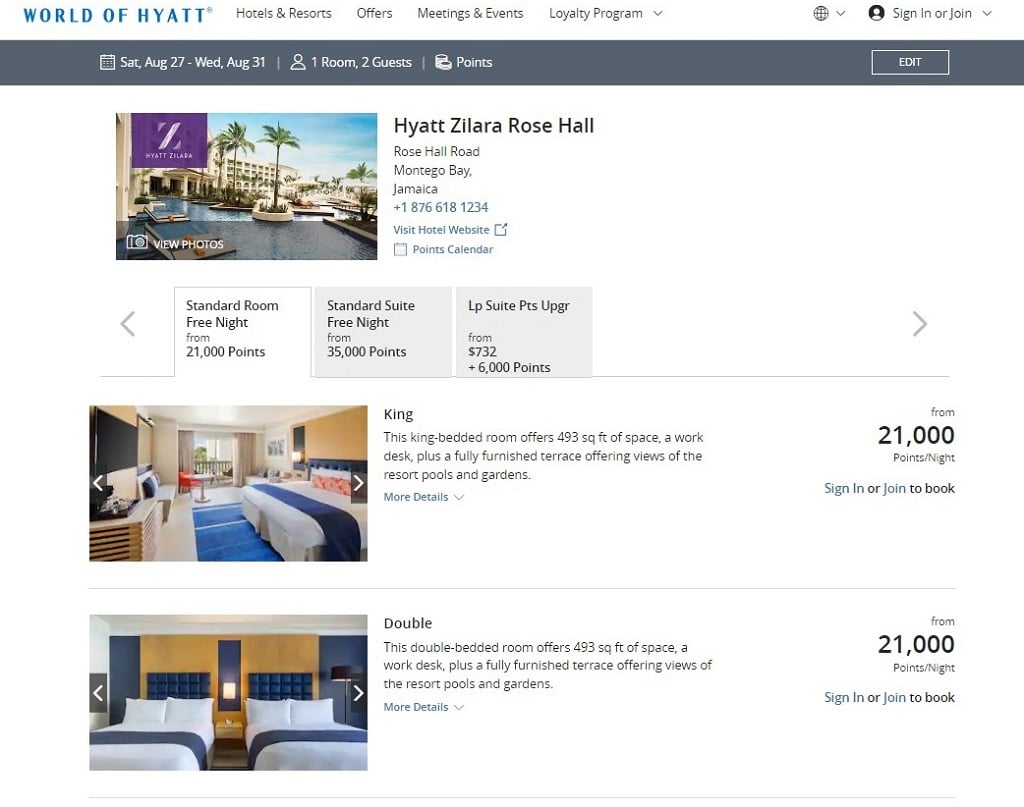 use 21,000 Hyatt points to get a free room in Jamaica