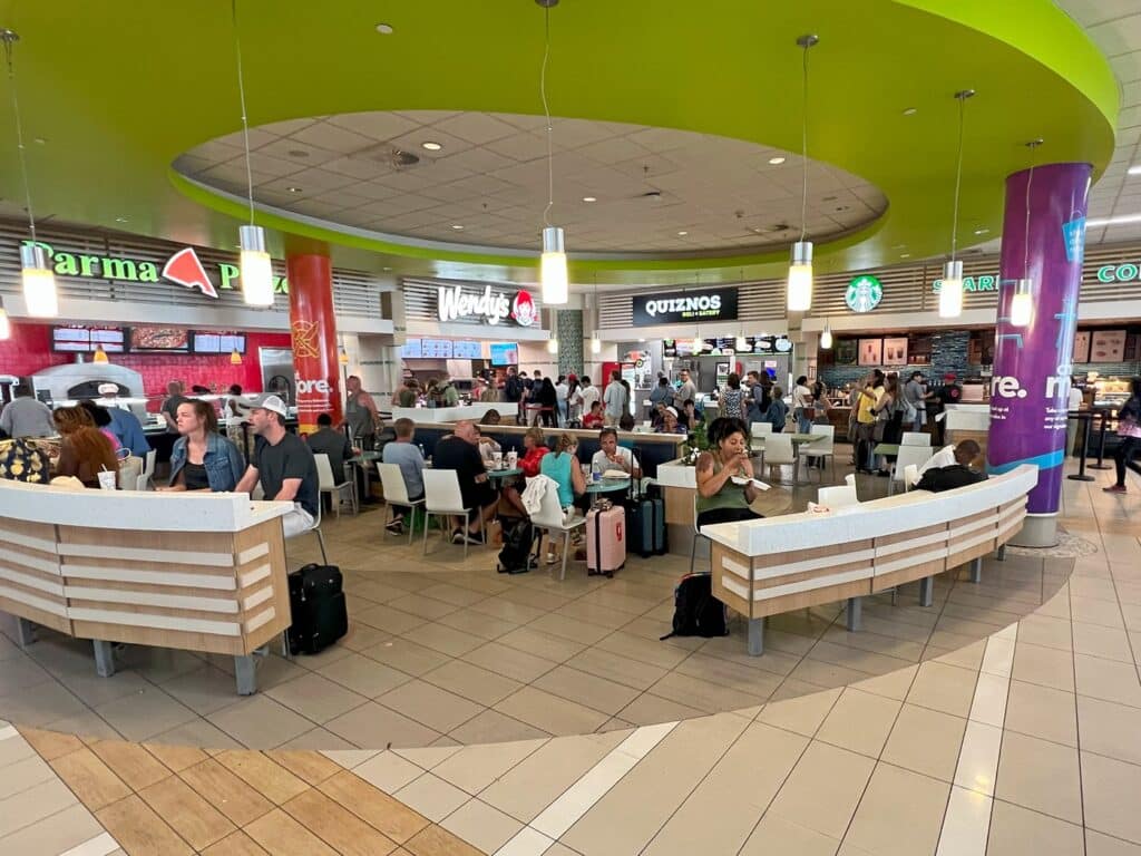 Food court at Nassau Airport US terminal departures