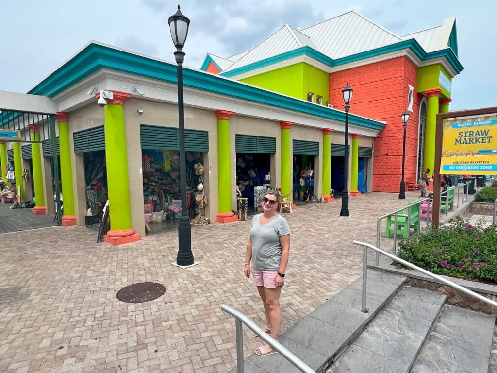 Zuzu in front of Nassau Straw Market