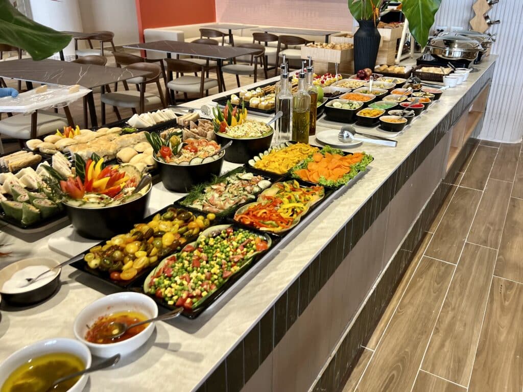 Buffet in New Punta Cana Airport Lounge