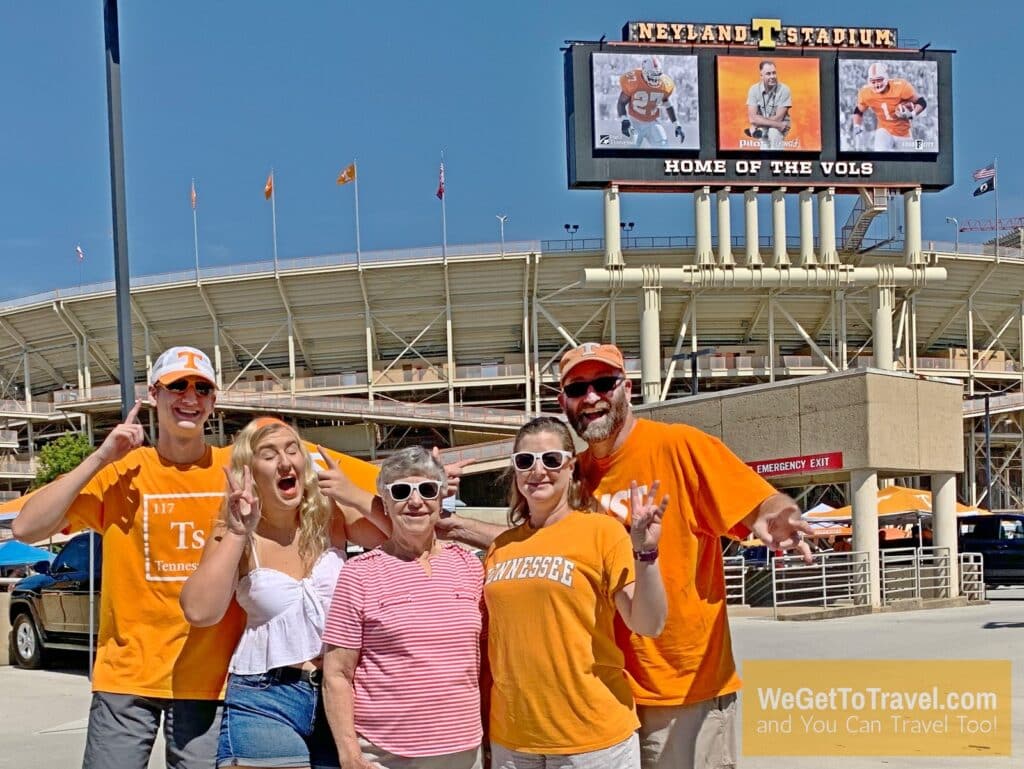 Jones family in front of Neyland Stadium, home of the Vols!