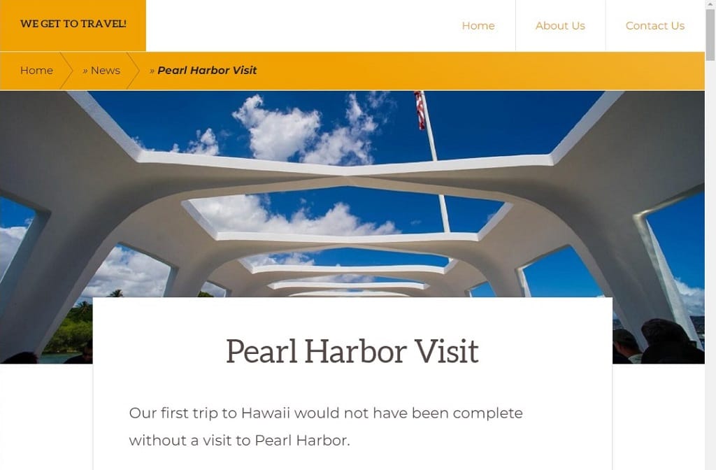 screenshot of my Pearl Harbor Blog post