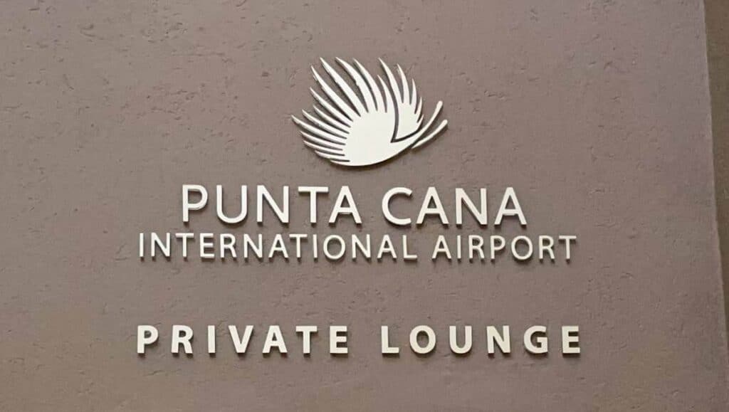 Sign for Private Lounge inside Punta Cana Airport in Dominican Republic.