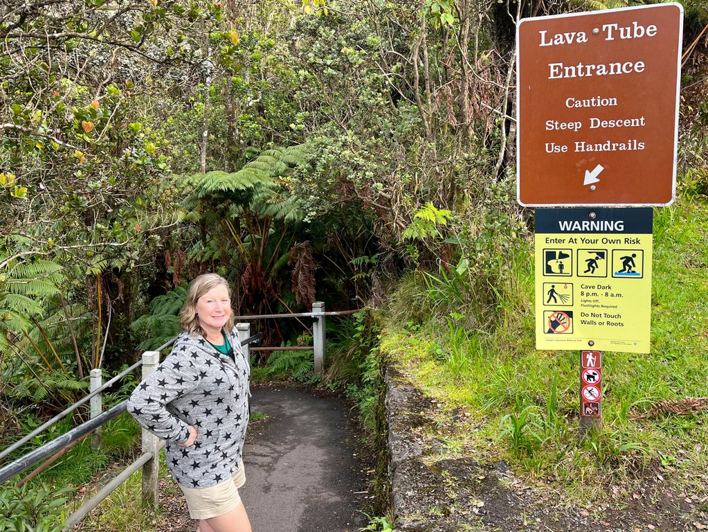 Path to the lava tube at Kilauea Volcano National Park on Big Island of Hawaii