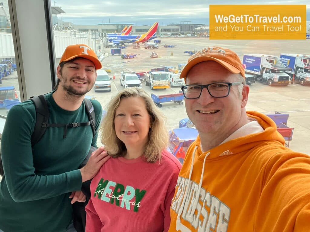 Trent Zuzu and Ross at BNA airport with our Southwest plane in the background