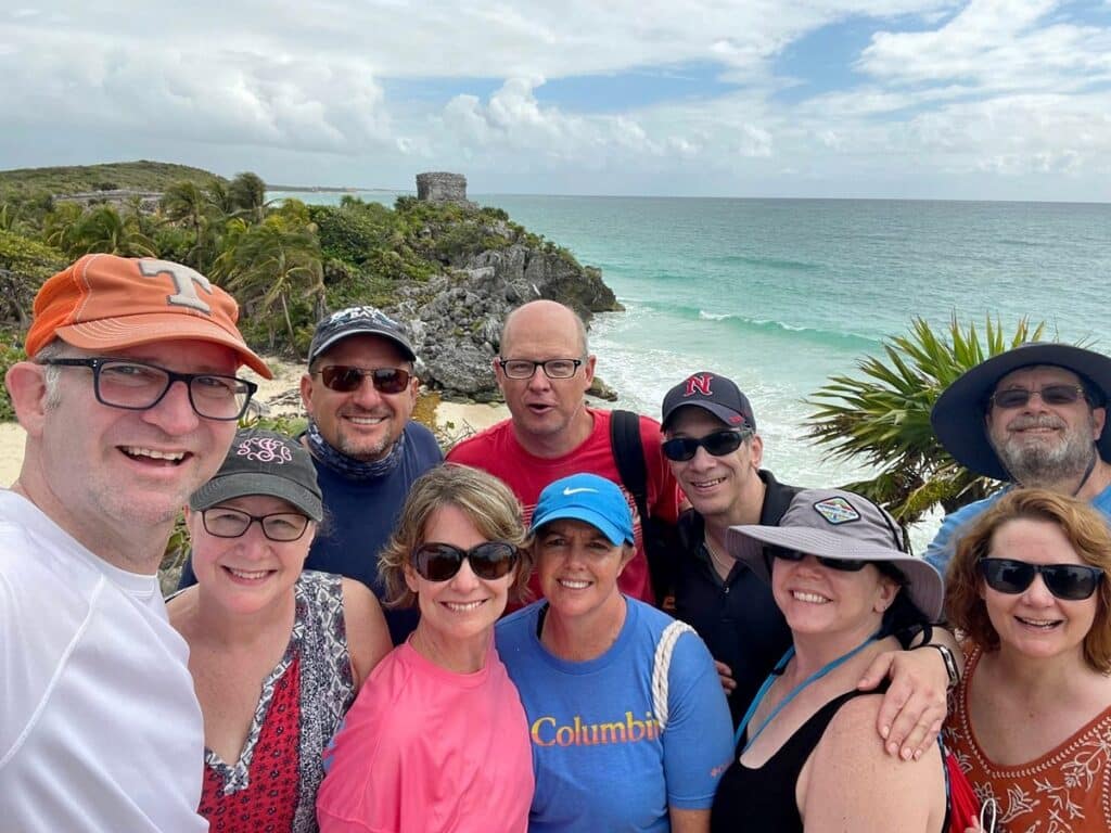 5 couple on all inclusive trip visit Tulum ruins