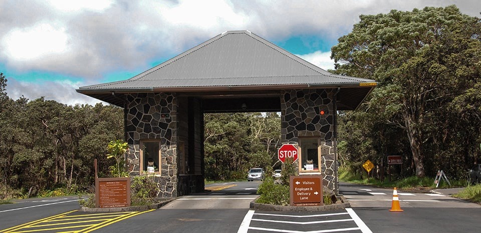 Entrance gate to Hawaii Volcanoes National Park.