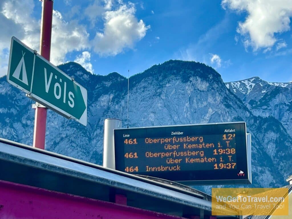 Bus stop sign in Völs Austria.