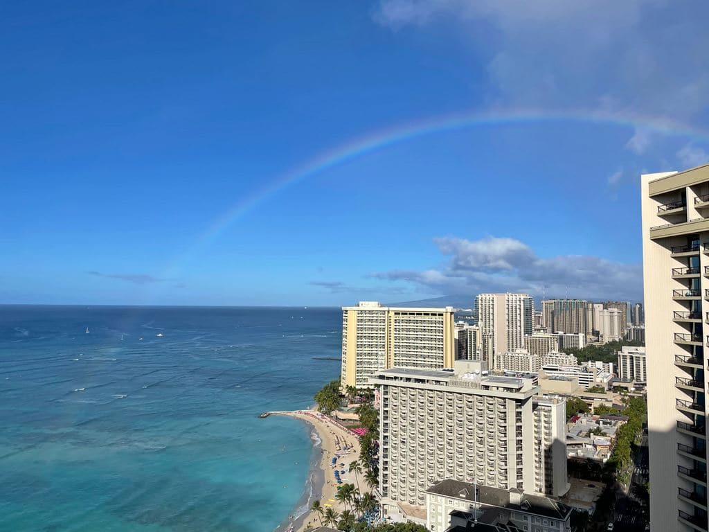 rainbow over Waikiki Beach