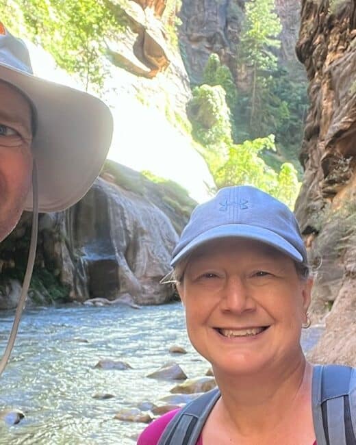 Ross and Zuzu in Zion National Park on Utah Trip
