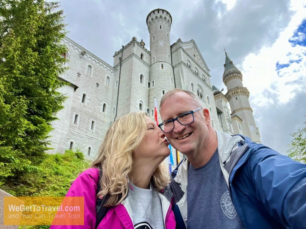 Ross getting a kiss form Zuzu at Neuschwanstein Castle