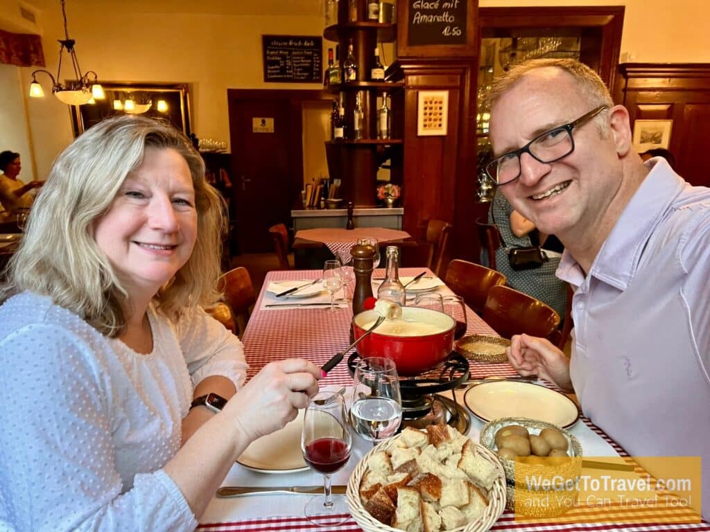 Ross and Sandra having fondue in Zurich Switzerland